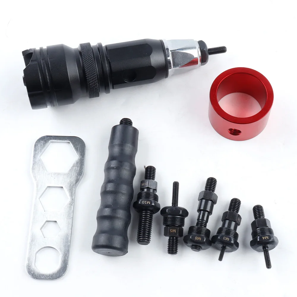 محول/محول مسدس برشام كهربائي، M3/M4/M5/M6/M8/M10، أداة تثبيت برشام الصواميل، لأعمال الصيانة المنزلية/النجارة/الإصلاحات المنزلية، متوافق مع المثقاب اللاسلكي