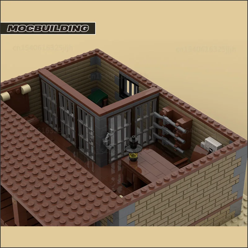 Western MOC West Building Blocks Sheriff's office Technology Bricks Country Village Castle Model Display Collection Toys Gifts