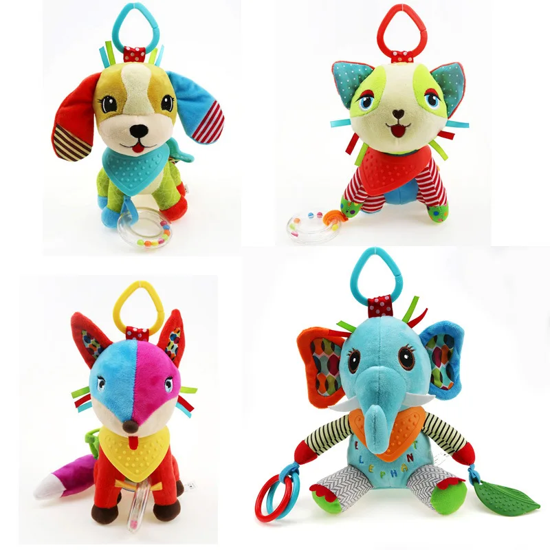 

Baby Voice Toy Lathe Hanging Bell Cartoon Animal Cute Plush Toy Biting Glue Paper Baby Soothing Bed Bell Doll Newborn Baby Toys