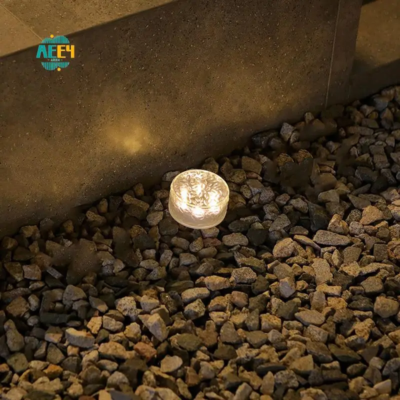 

AEE4-Round Solar Outdoor Courtyard Waterproof LED Outdoor Garden Lawn Light Stairs Light(Warm White) Easy Install Easy To Use