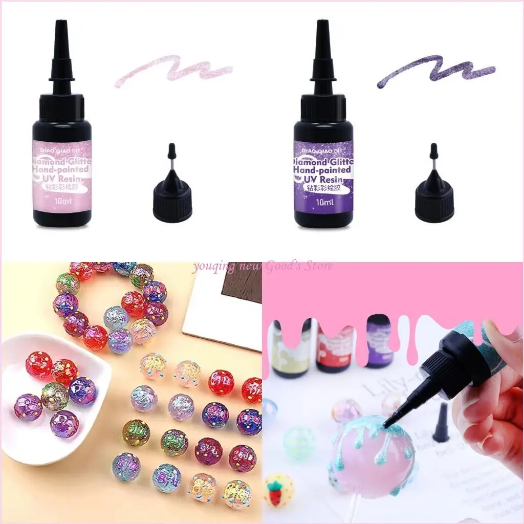 

57QA бусины с ручной росписью, пигмент, ультрафиолетовое отверждение, гель для изготовления ювелирных изделий, сверкающая смола,