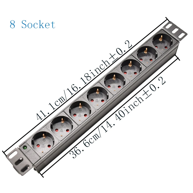 Eu Power Strip Aluminium Legering Shell 2/4/6/8 Unit Duitse Outlets 2M Verlengsnoer Geen Schakelaar hoge Kwaliteit Home Office Socket