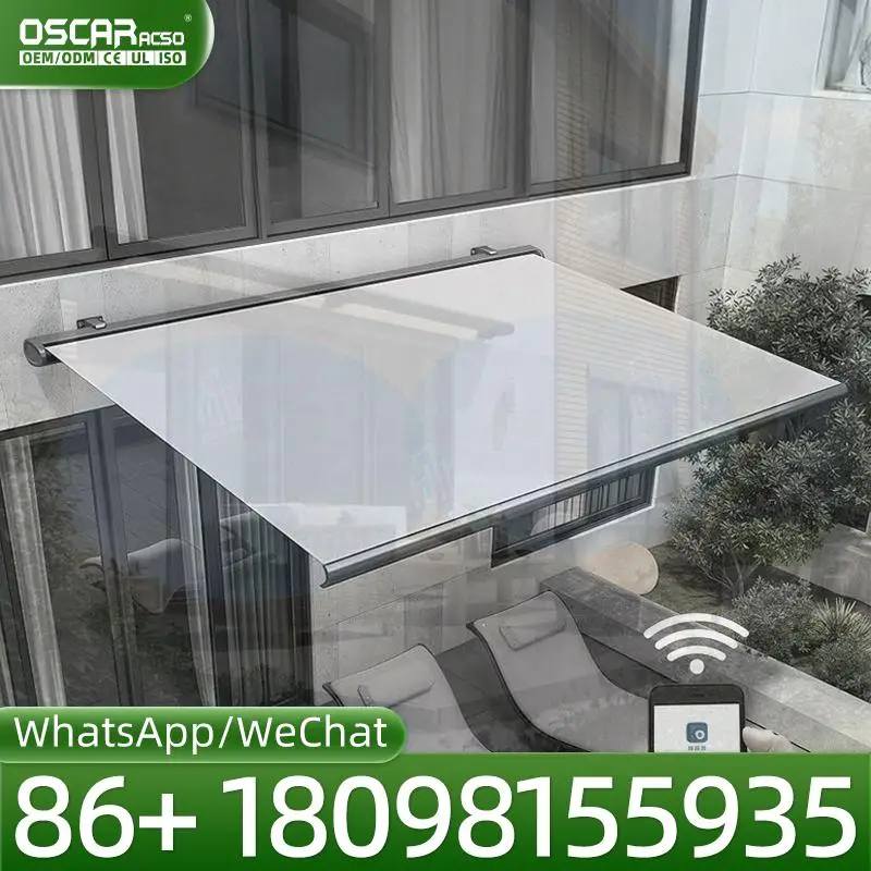 Outdoor Aluminum s with Light Rainproof Adjustable Arm Canopy for Patio Garden Beach Retractable Awning