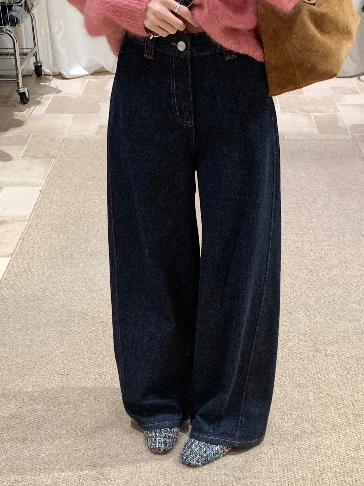 

BRIVIN Korean Sle Casual High Waist Loose Fit Blue Jeans Women's Autumn New Slouchy Simple Drape Slimming Casual Pants