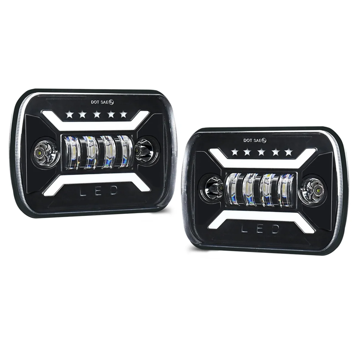 7x6 5x7 LED Headlights H6054 Rectangular Headlight with High Low Beam DRL Turn Signal for XJ YJ