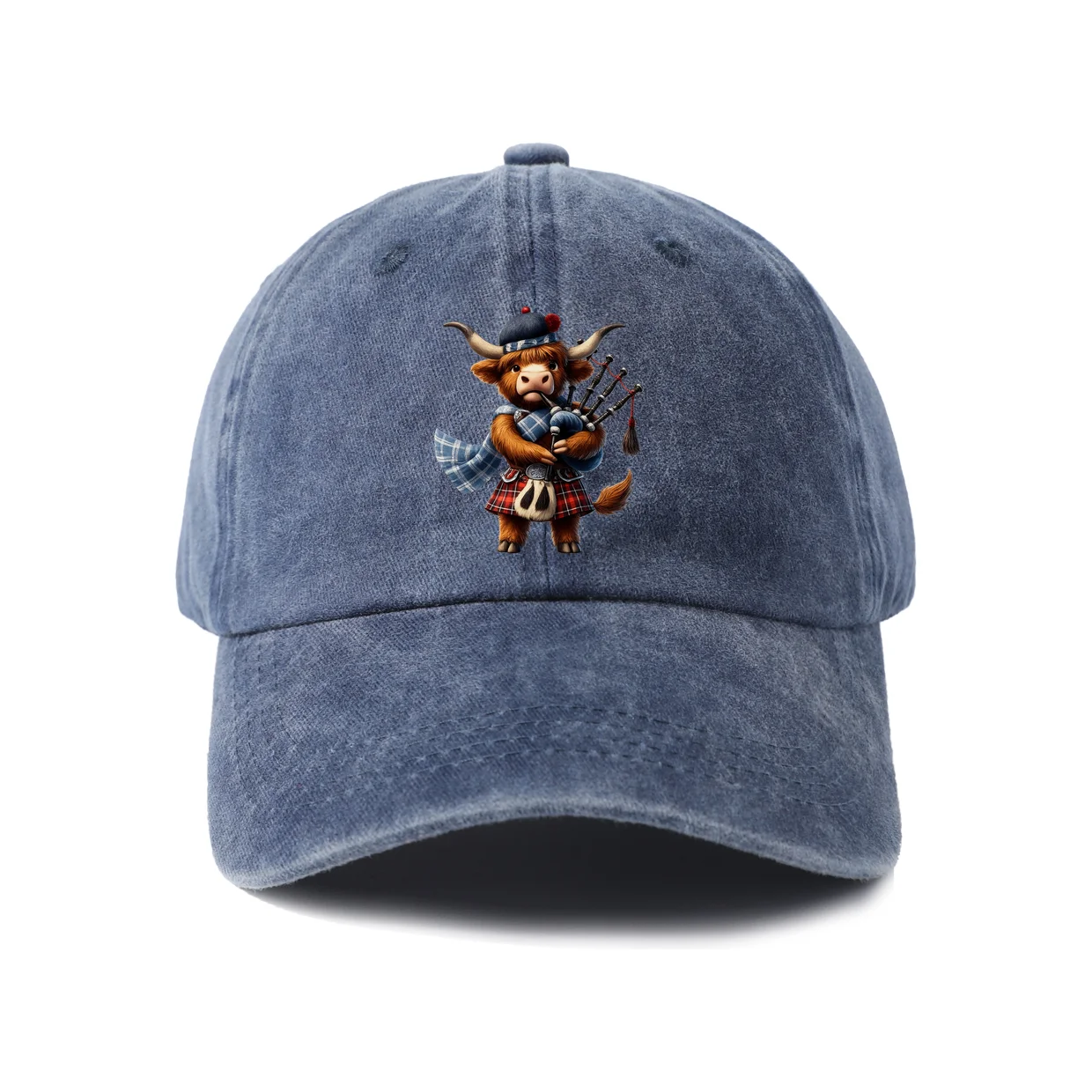 Vintage Washed Baseball Cap with Cartoon Woodland Fox Graphic, Adjustable Unisex Dad Hat, Streetwear Gift