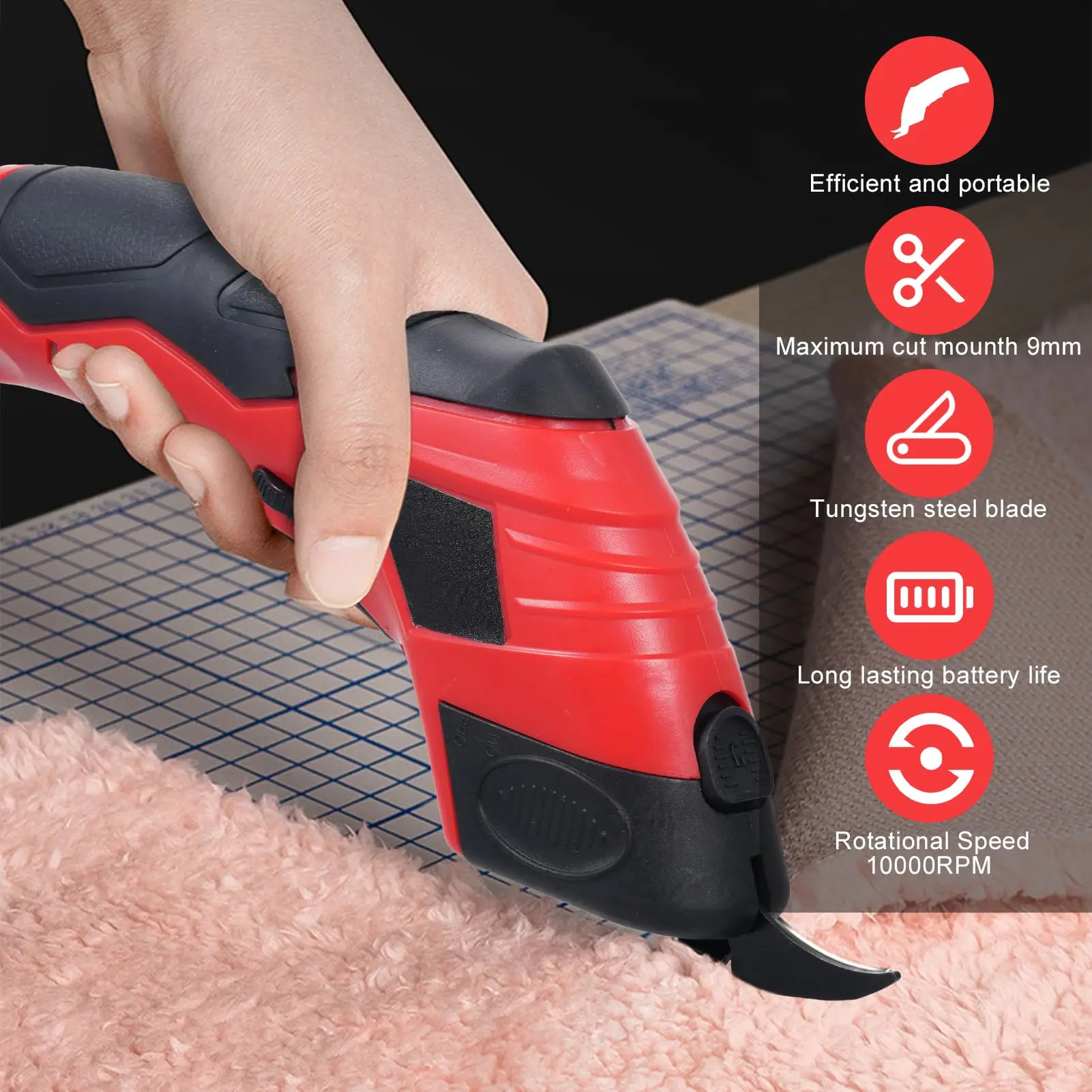 Cordless Electric Scissors Cutter For Cloth Carpet Leather Hand-held Circular Knife Cutting Machine Rechargeable Power Tools