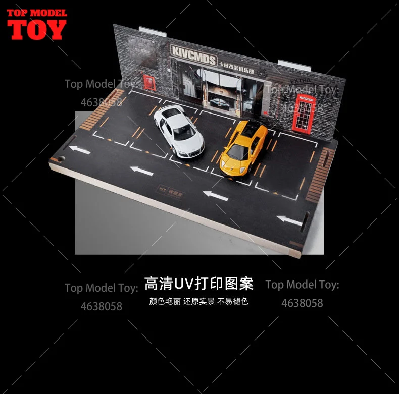 1/64 Scale Single Story Parking Lot Model Simulated Car Garage Scene Assembly Display Box Mini House Props for Fan Storage image 4