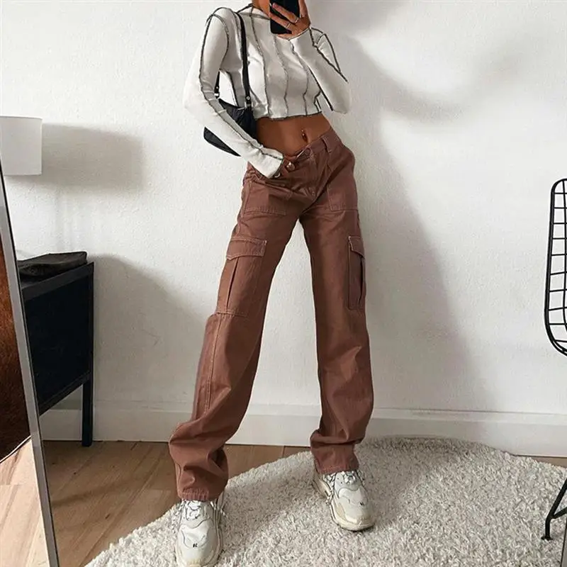 Baai Denim PT70 #   Faionable lange werkbroek voor dames, semi-elastische, veelzijdige personali met grensoverschrijdende cowgirl-jeans