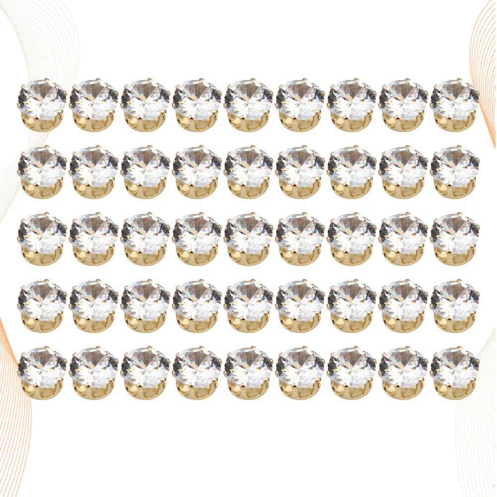 50개 8mm 원형 지르콘 세팅 베이스 DIY 반지 제작용 주얼리 키트 구리 도금 라인스톤 비즈 웨딩 파티 선물 여성용