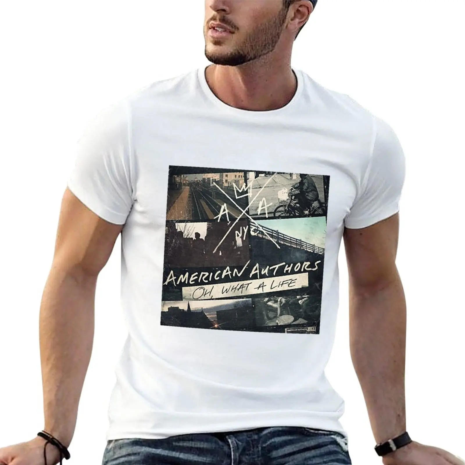 New American Authors Album Cover T-Shirt heavyweight t shirts Short sleeve t shirt men