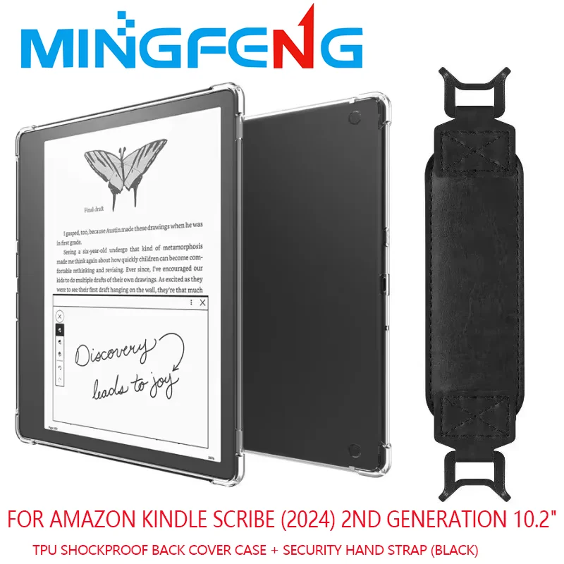 

2-в-1 для Amazon Kindle Scribe (2024), 10,2-дюймовая электронная книга 2-го поколения, прозрачный противоударный чехол из ТПУ + защитный ремешок на руку