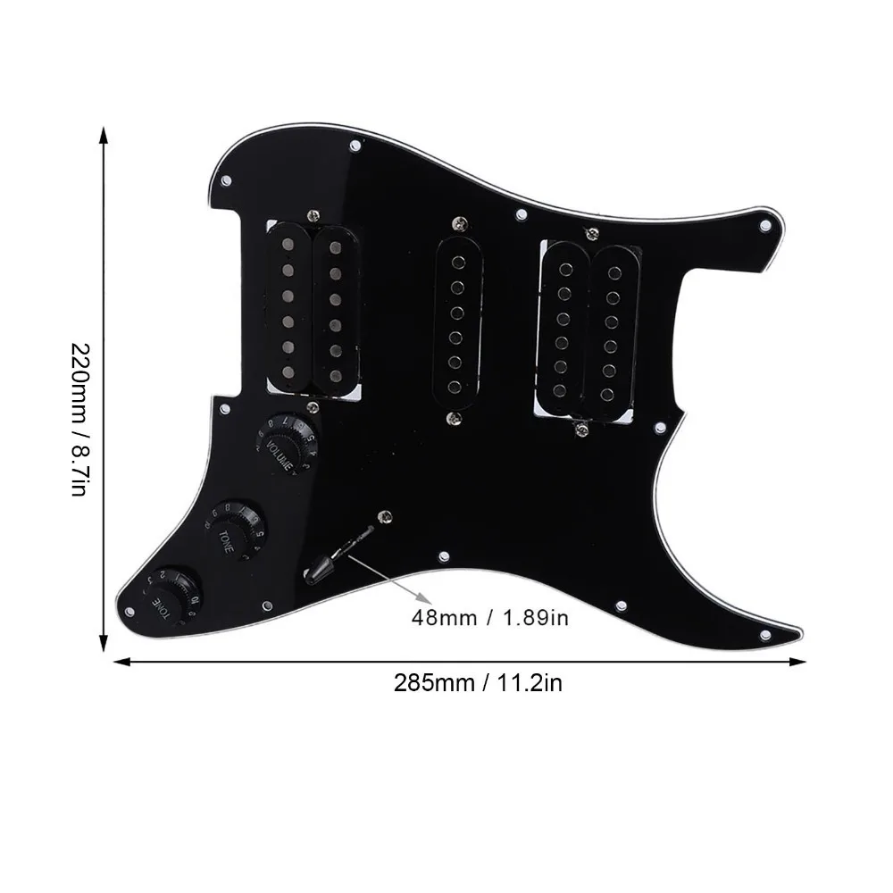 Pickguard HSH precableado para guitarra eléctrica – Negro 11 orificios