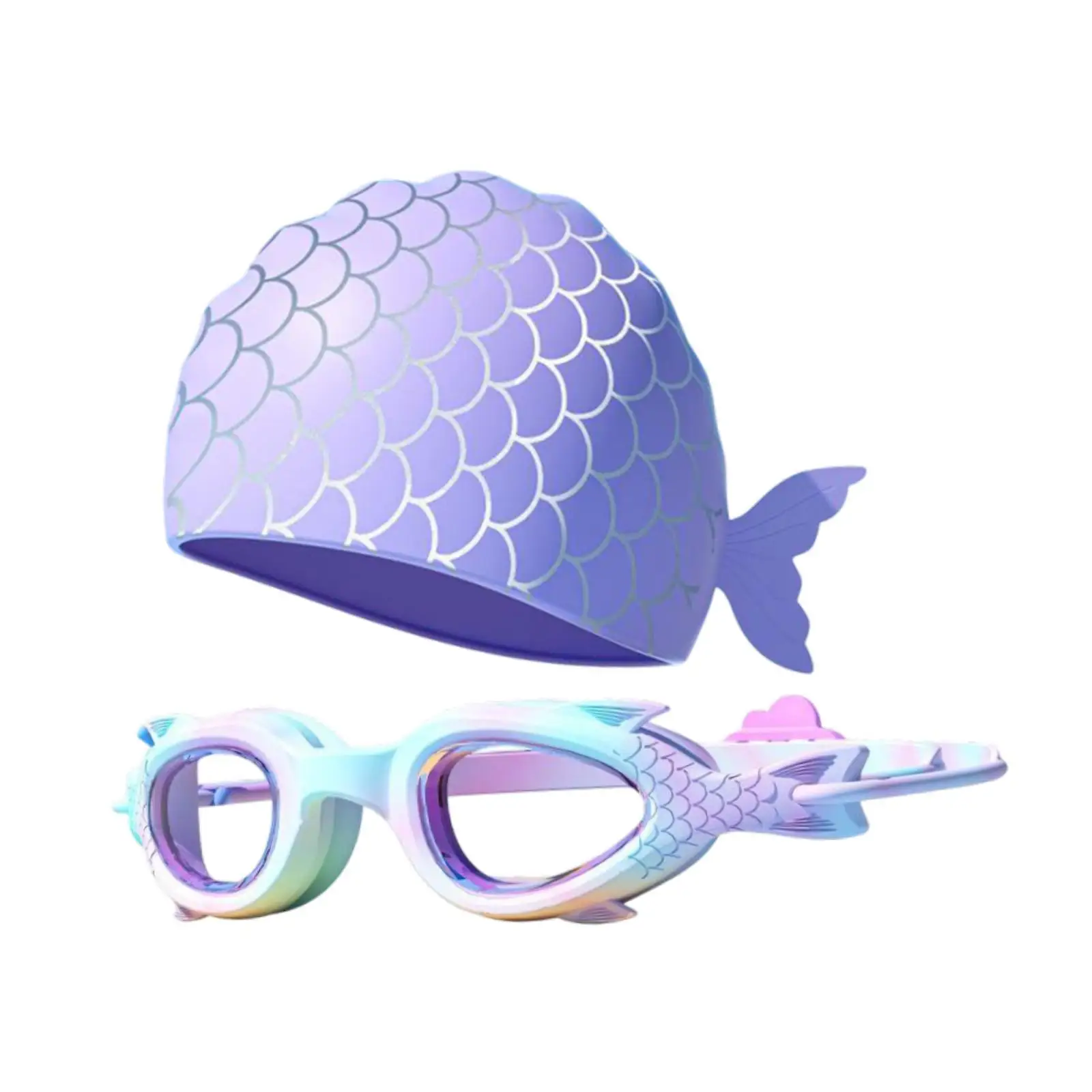 

Swimming Goggles Swim Cap Set Anti Fog Glasses for Playing Water Sports