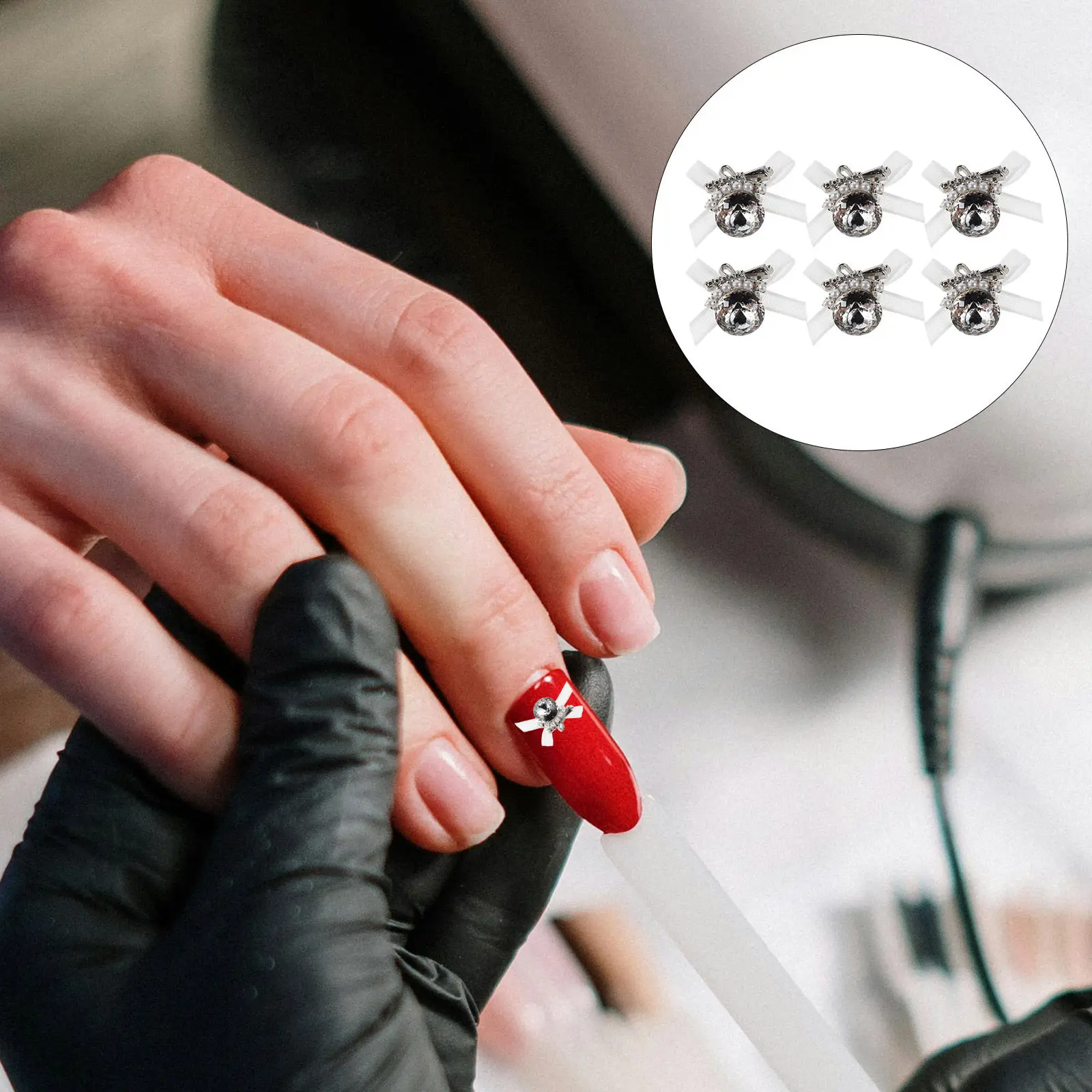 10Pcs Nail Art Decorations Rhinestone Bowknot Charms Sparkling DIY Manicure Accessories Wedding Party Nail Supplies