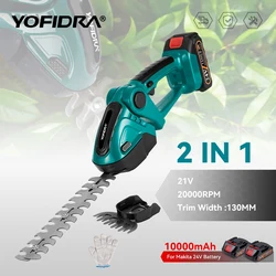 Yofidra 24V 2 in 1 Electric Hedge Trimmer 20000rpm Household Lawn Mower Garden Bush Scissors Grass Scissors Power Tool