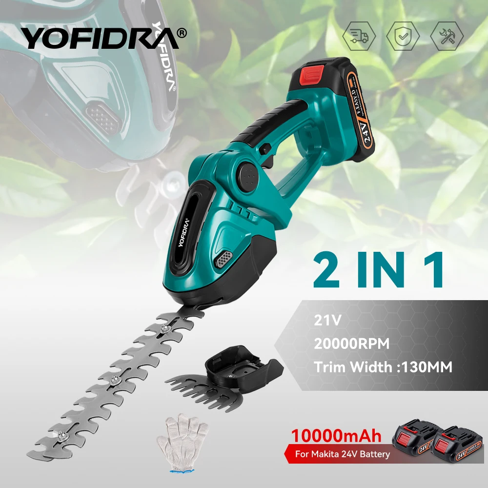 Yofidra 24V 2 in 1 Electric Hedge Trimmer 20000rpm Household Lawn Mower  Garden Bush Scissors Grass Scissors Power Tool