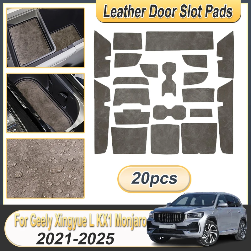 

Leather Coaster For Geely Xingyue L KX1 Monjaro 2021-2025 Leather Anti-Slip Cup Mat Door Slot Pad Interior Decoration Accessory