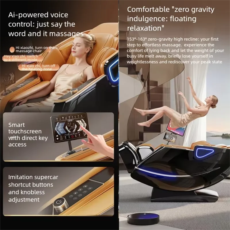 6D Massage Chair AI Voice Control SL Track Calf Roller Massage Intelligent Stretch Relaxation Luxury Zero Gravity Recliner Sofa view 5