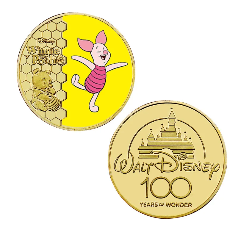 Disney Winnie The Pooh Commemorative Coin Action Anime Figures Eeyore Commemorative Coin Cartoon Toys Memorabilia Children Gifts