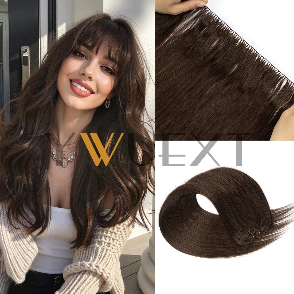 Black Feather Hair Bundles Extensions Natural Fish Line Human Hair 40-70g Invisible Micro rings Hair Extension Weft 100strands