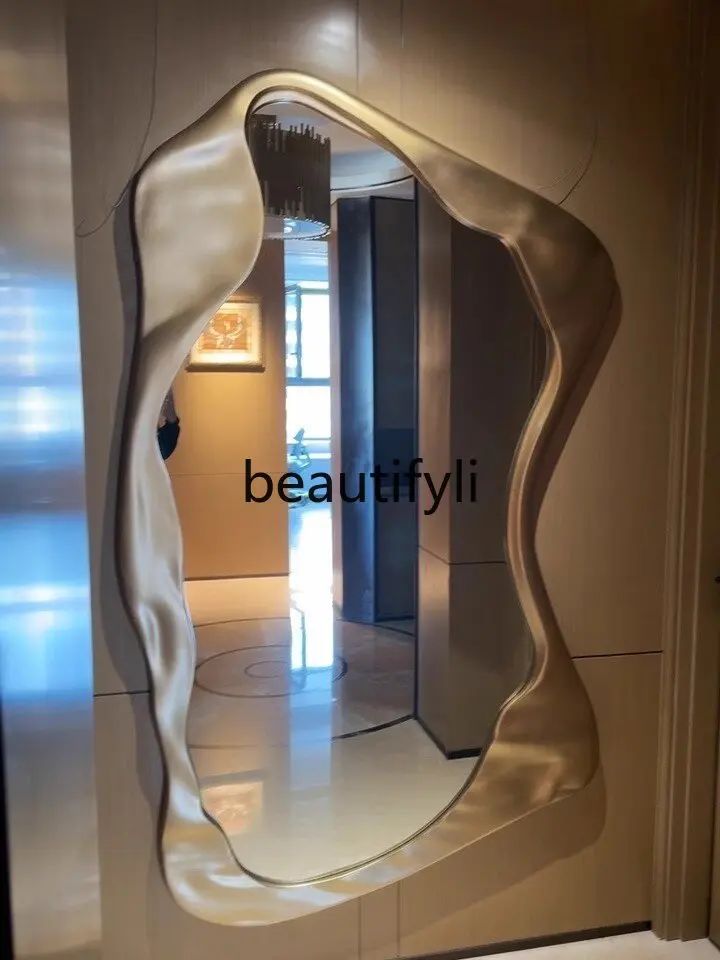 

Легкое роскошное зеркало в полный рост современного искусства, настенное зеркало специальной формы в домашнем стиле, креативное дизайнерское зеркало в полный рост