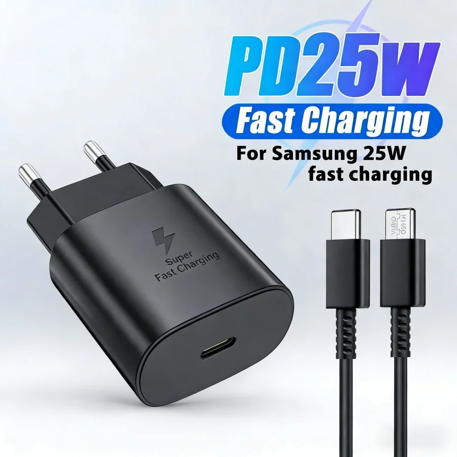 Original 6A 1M Dual Type C Cable for Samsung 45W Charger Galaxy S24FE S24Ultra S23 S22 Flip Fold 2 3 4 5 6 A06 A16 A15 A35 A55