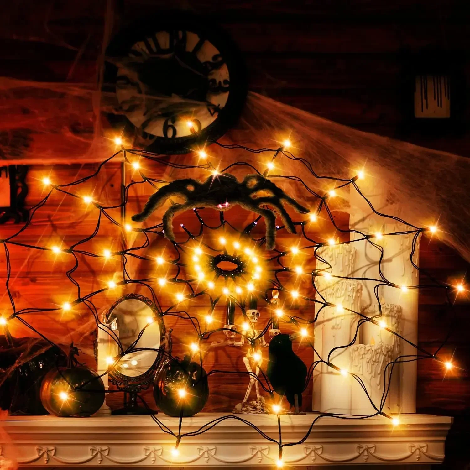 Halloween LED Light String Ghost Festival Decoration Ghost House Party Decoration Atmosphere Light Spider Web luce colorata