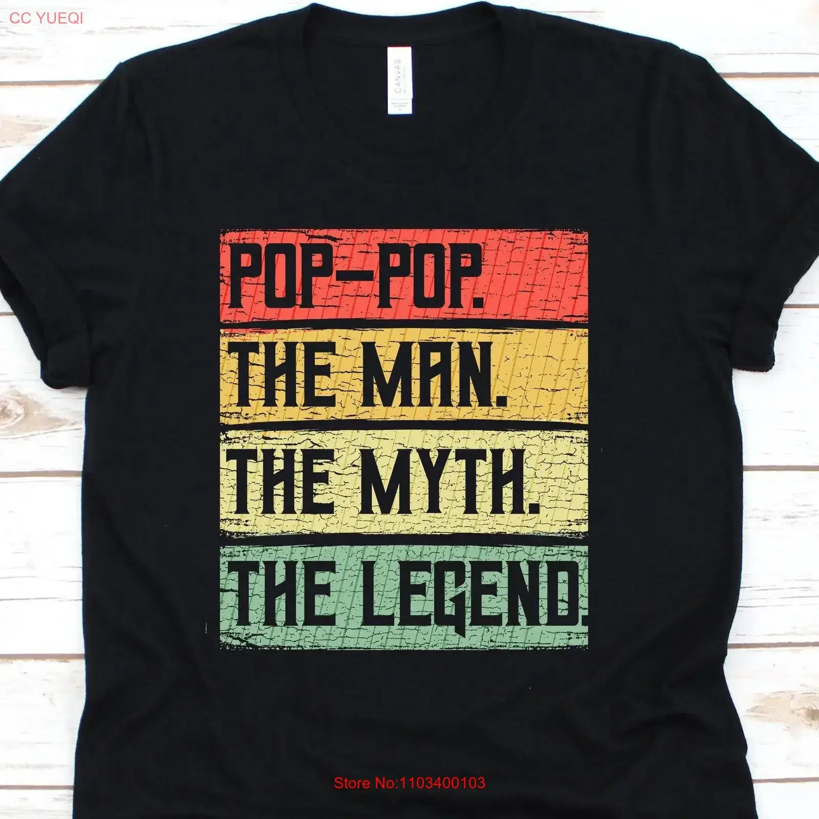Pop The Man Myth Legend T-Shirt Grandpa For Best Ever Vintage Washed Slightly Unisex Vielseitig Dehnbar Grafik Soft Fashion