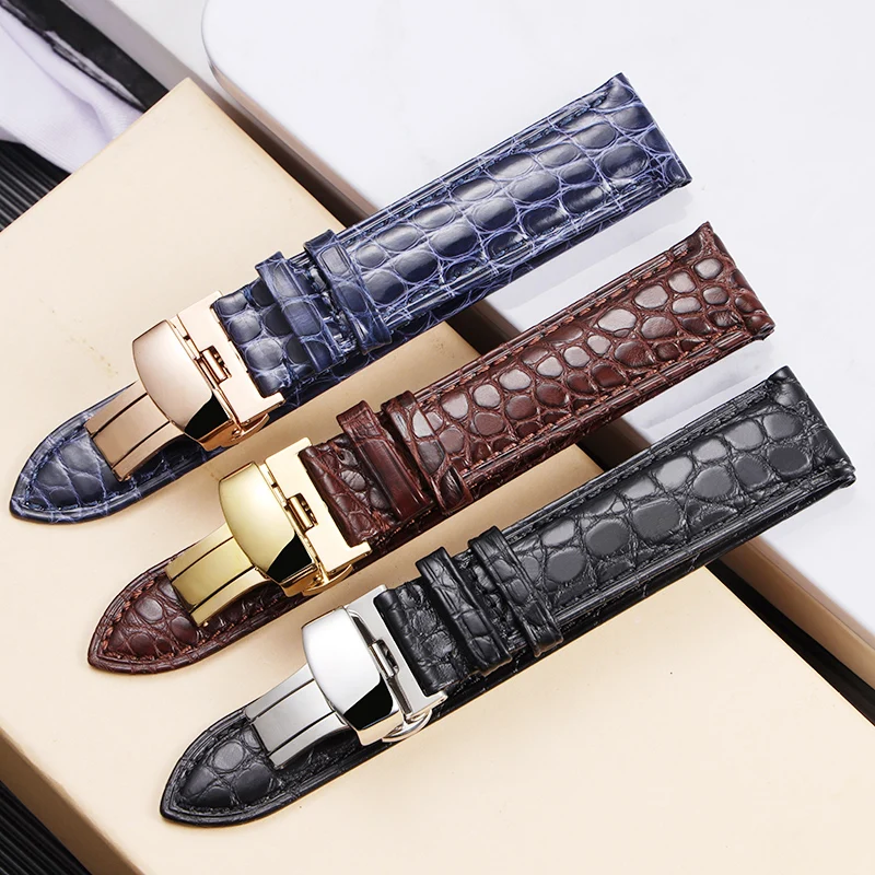 

Genuine Alligator Watch Strap 14 15 16 18 20 21 22mm Watchband Men And Women Watch Band Crocodile Skin Leather Bracelet