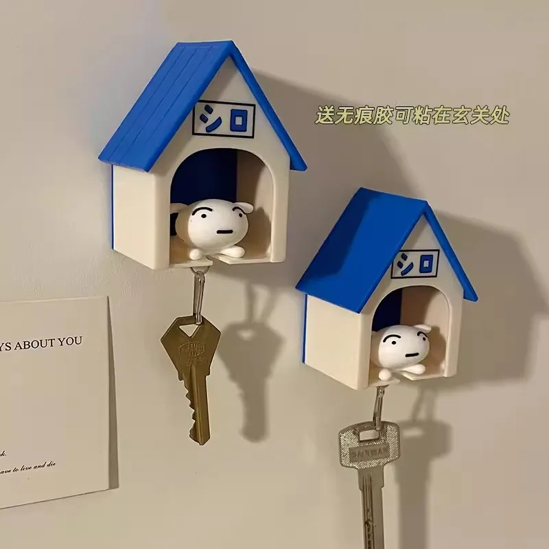Crayon Shin-Chan Key Rack Nohara Shiro Keychain House Key Chain Wall Door Table Edge Use Anti-Loss Decoration Creative Doll Toy@