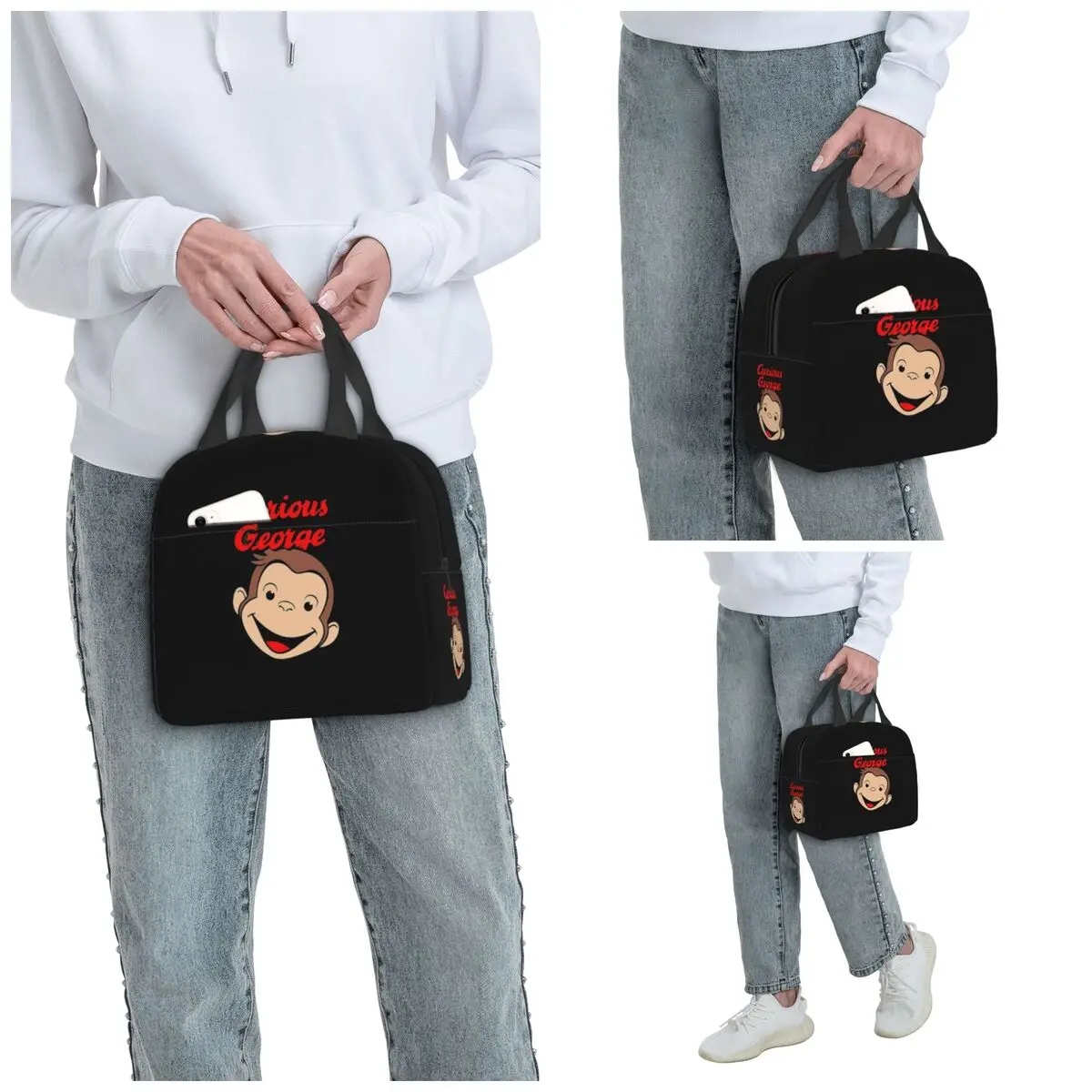 Curious George Insulated Lunch Bag for Kids School Cooler Thermal Food Box Tote Leakproof Lunch Boxes Container