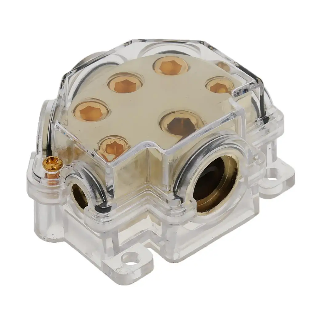 Audio Video Installation Car Amplifier Distribution Block Gold Metal Connecting Blocks for Automotive Sound Current Management