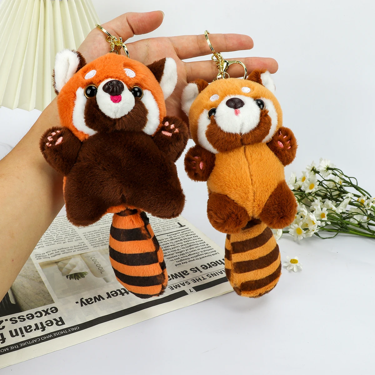 20cm Raccoon Keychain Plush Soft Stuffed Animal Bag Charm Car Backpack Accessory Gift for Kids Girls