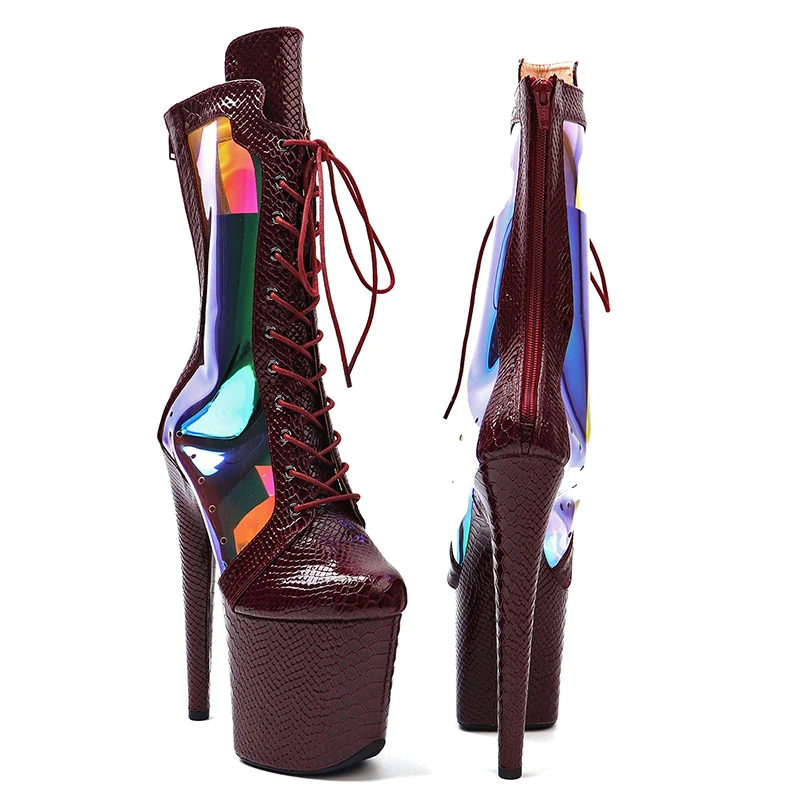 Leecabe  20CM/8inches snake print with TPU Upper Fashion trend High Heel stripper heel platform Pole Dance boot