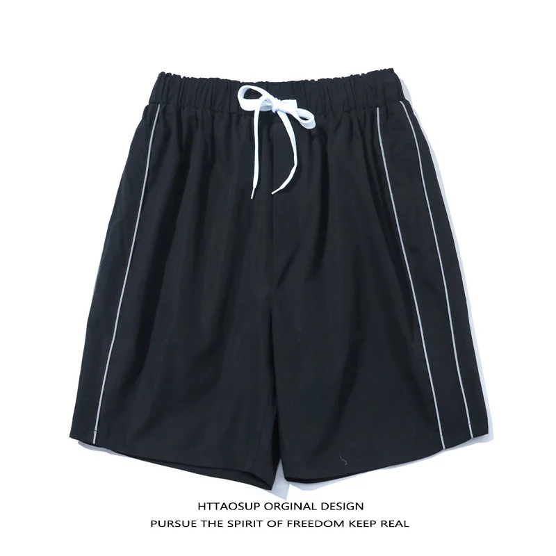 

HTTAOSUP Summer Trendy Color Straight Leg Casual orts Men's Vintage Street Loose Wide Leg Five-Quarter Pants