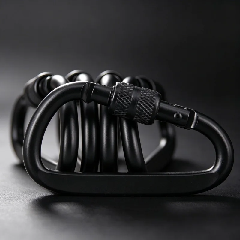 Aluminum Alloy Carabiner Clip Screw Lock Spring Hook Quick Release Side Flatten Keychain for Water BottleOutdoor Camping Hiking