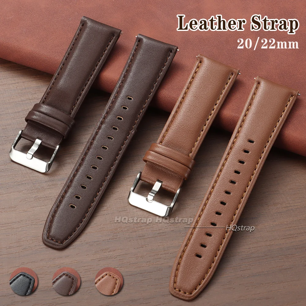 Vintage Brown Leather Watch Strap 20mm 22mm Universal Cowhide Bracelet Quick Release Wrist Band Business Women Men Watchband