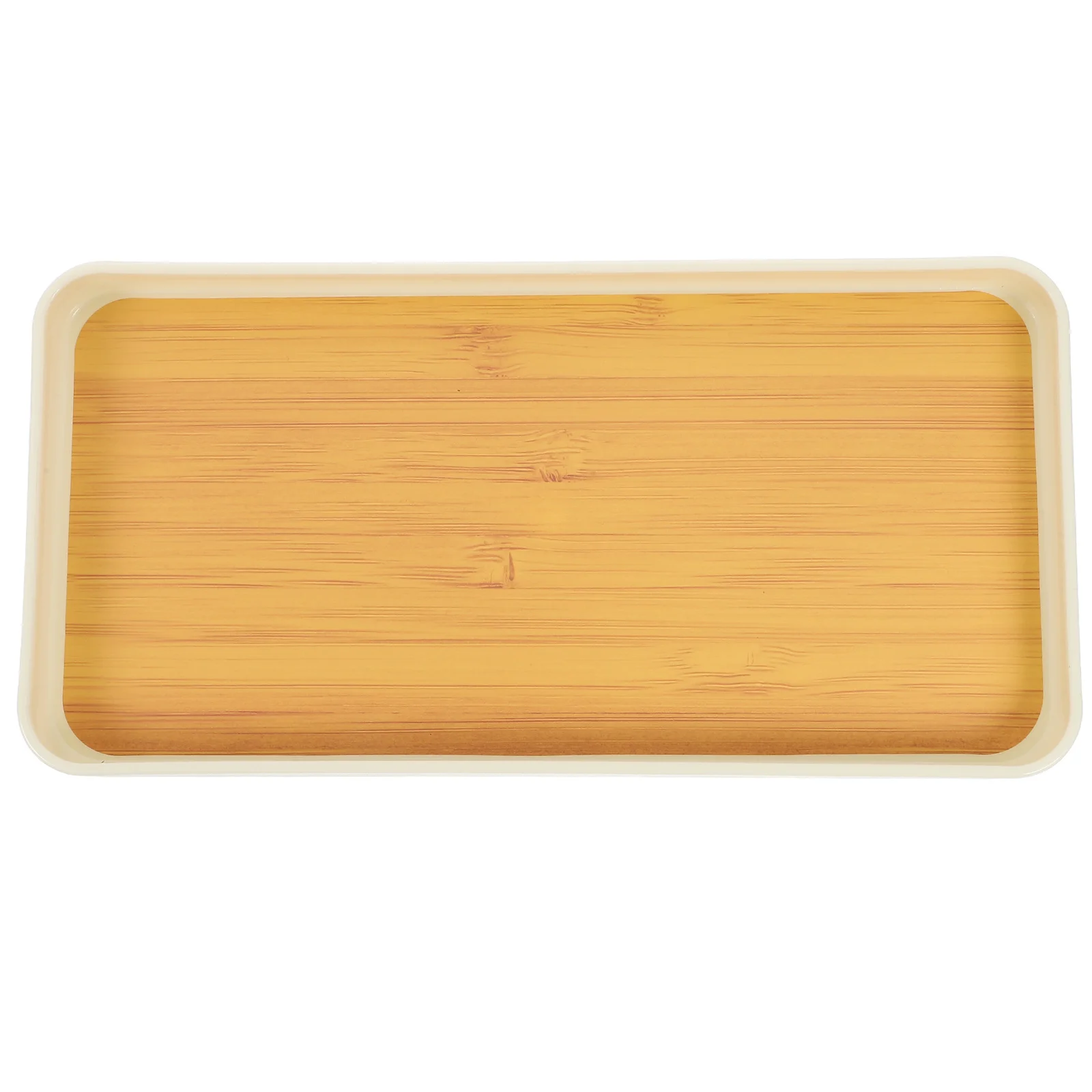 

Wood Grain Small Size Rectangular Tea Serving Snack Platter Plastic Fruit Plate Storage Tray Home Use Tool Food Serving Bread