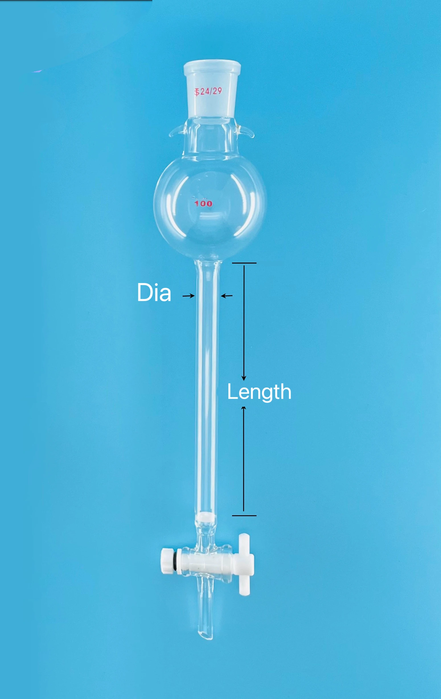 colonna-per-cromatografia-flash-con-sfera-di-stoccaggio-con-piastra-di-sabbia-g2-giunto-24-29-con-apertura-della-valvola-in-ptfe