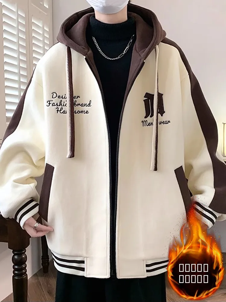 

Men's Thiened Fce Lined Baseball Jaet Autumn Winter New Sle Faion Brand Youth Cotton Padded Jaet Warm Outerwear