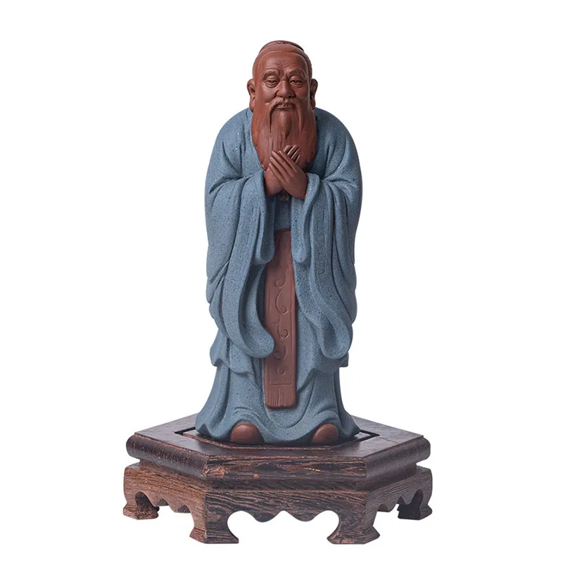 Handmade Meditating Sculpture, Purple Sand, Confucius Kongzi Characters, Home, Room, Office Decoration, Statue, Kongzi