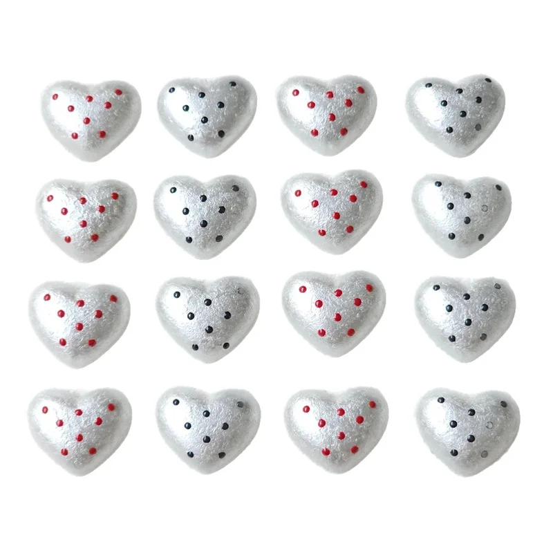 Free shipping 100pcs/lot dots pattern print cartoon hearts shape resin cabochon beads diy jewelry garment hair accessory