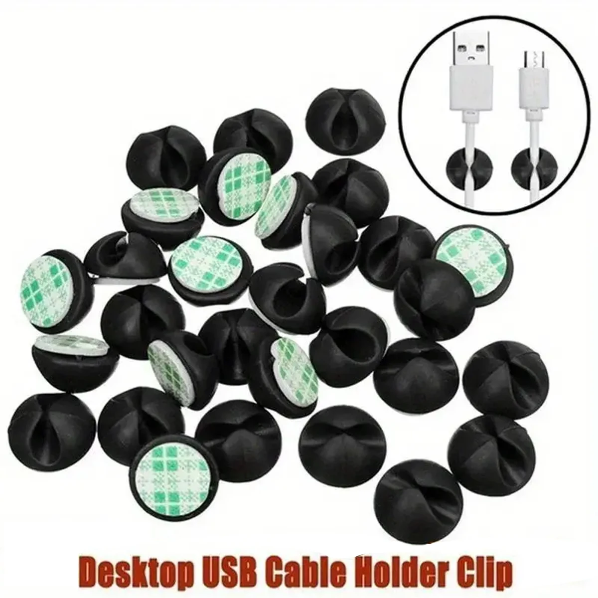10/20 Piece Set of Silicone Cable Clamps, Desktop Data Cable Holder, Office & Car Charging Cable Organizer - Easy to Paste