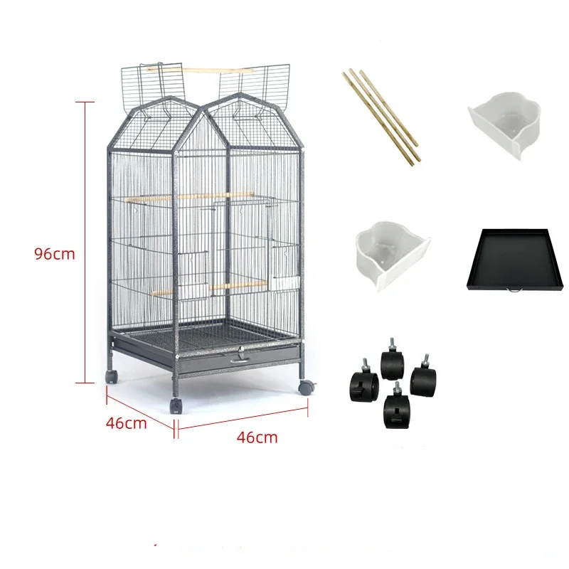 Wholesale Bird Cages High Quality Luxury Parrot Canary Round Bamboo Bird Iron Cage