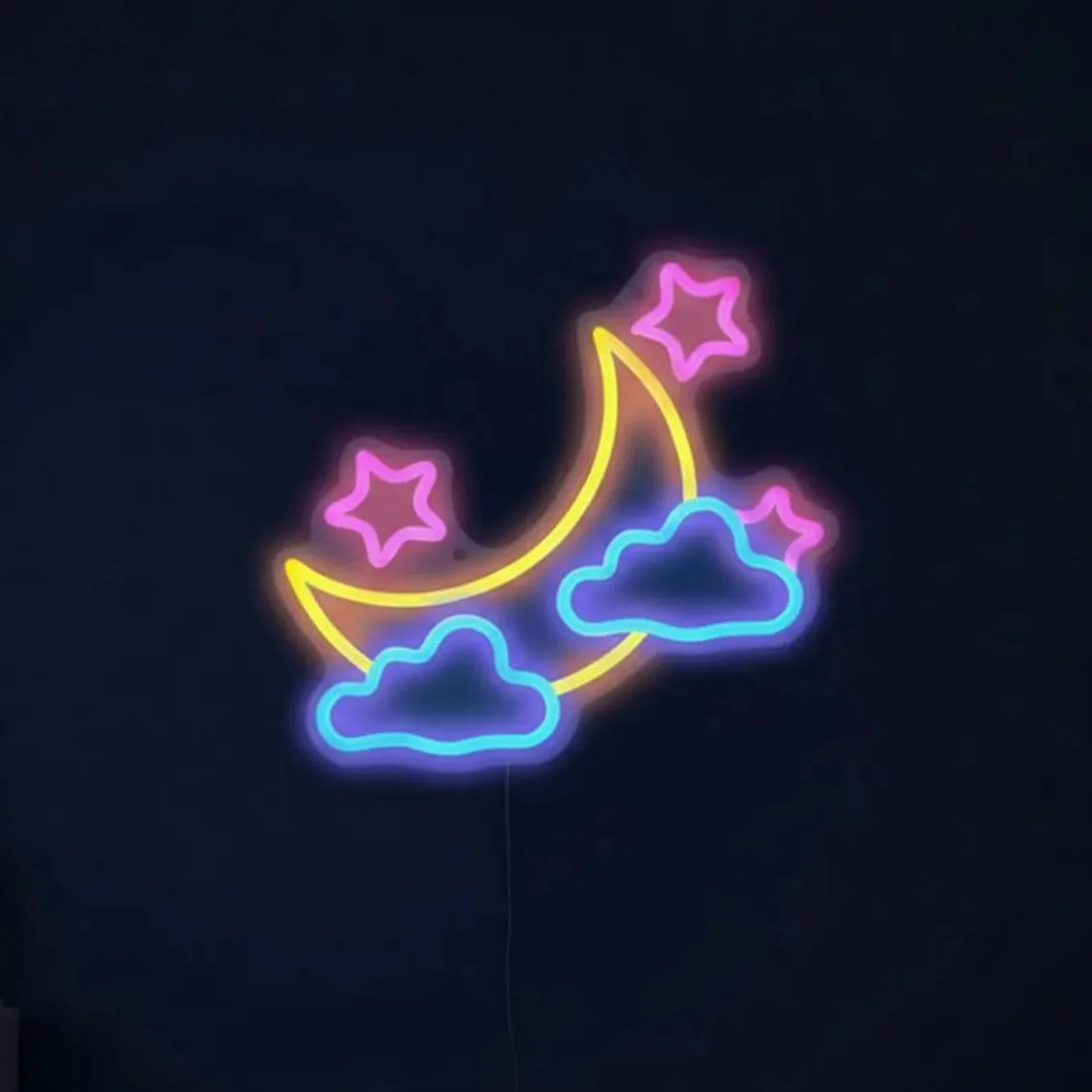Moon Cloud Star Neon LED Sign,Bedroom Neon Decor,Dreamy Night Room Neon,Gift For Kids,Stars And Moon Neon Sign,Kids Room Neon