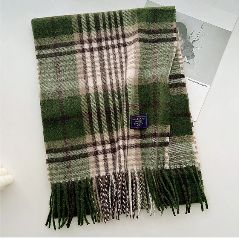 Christmas New Year\'s Gift Winter Keepwarm Scarf Fashion Lady Cold-proof Shawl Cashmere-like Plaid Scarf 2024 New