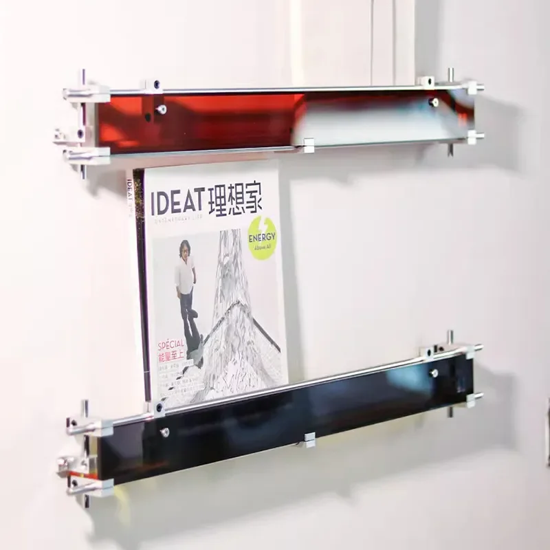 Modern Acrylic Wall Mounted Magazine Rack Photo Display Shelf Colorful Baffle Home Decor Storage Organizer for Living Room