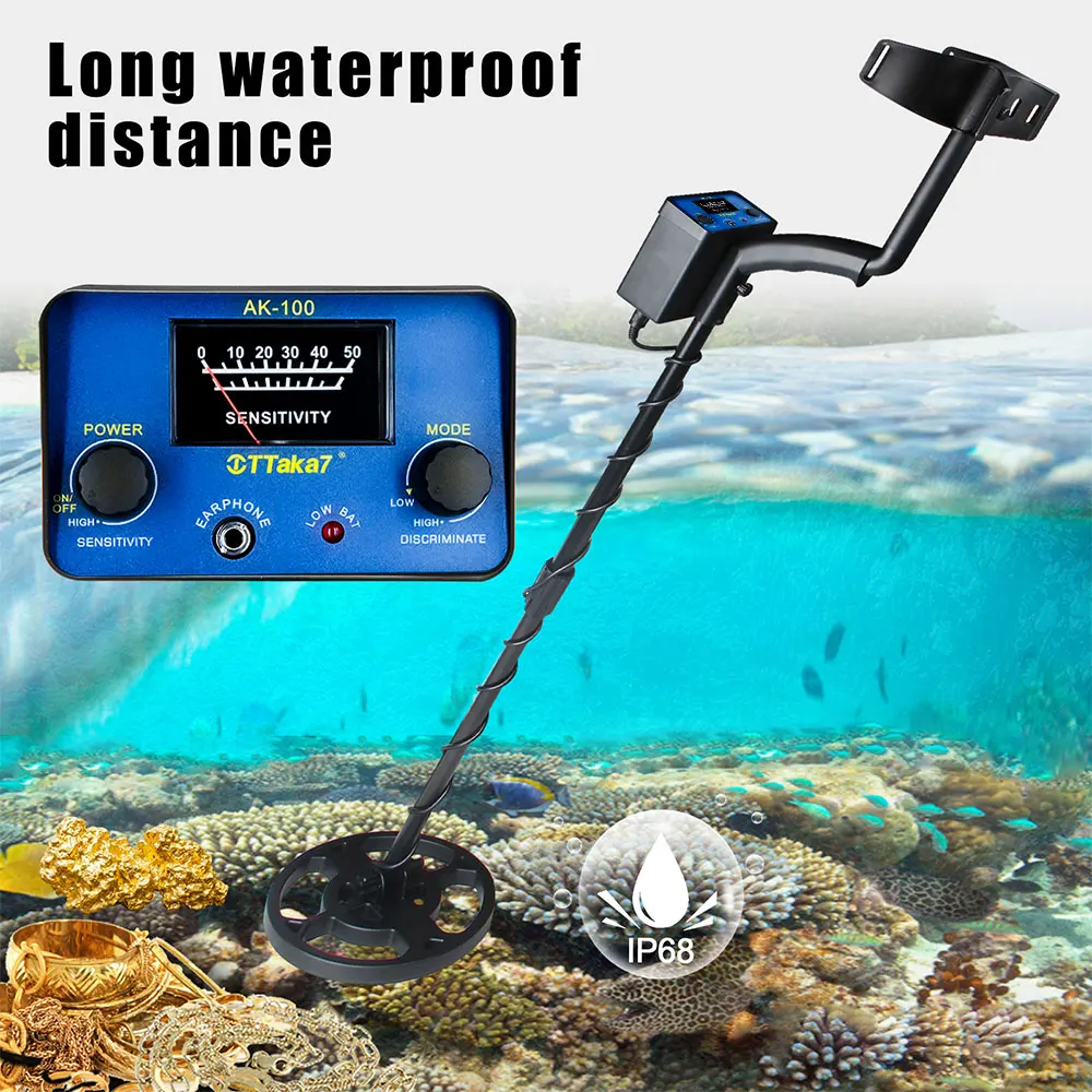 AK-100 metal detector. Adjustable height,professional underground metal jewelry search instrument.Battery-powered (not included)