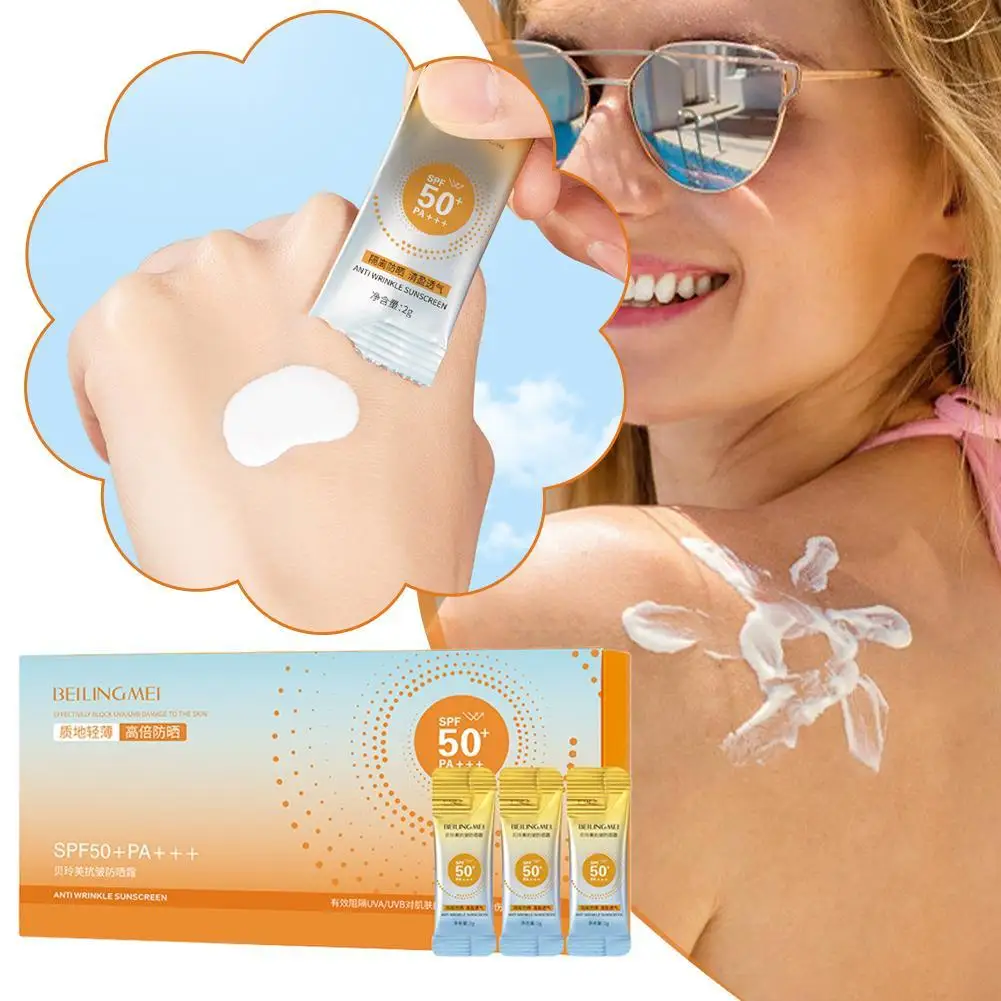 

20pcs Mini Sunscreen Travel Size Waterproof Sweatproof SPF50+ Facial Sunscreens For Face Beach Sun Screen Protector